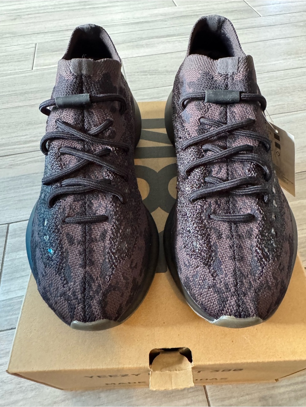 adidas Yeezy Boost 380 Box in Brown with Black Text